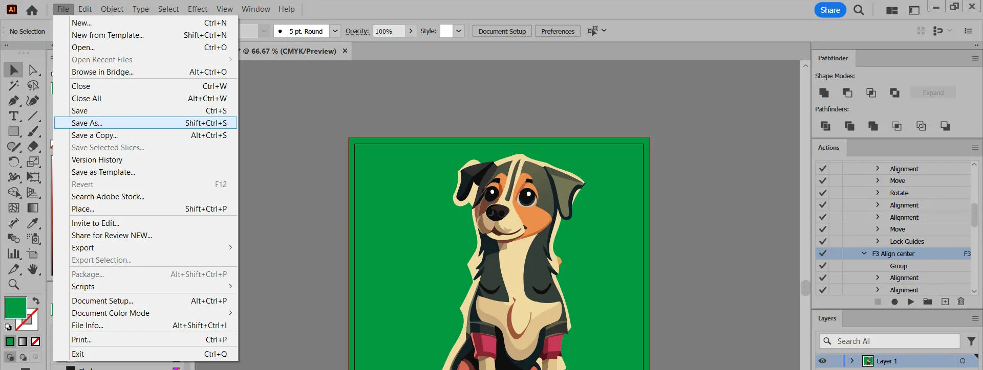 Screenshot of adobe illustrator save as